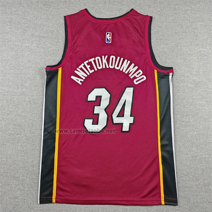 Camiseta Miami Heat Giannis Antetokounmpo NO 34 Statement Rojo